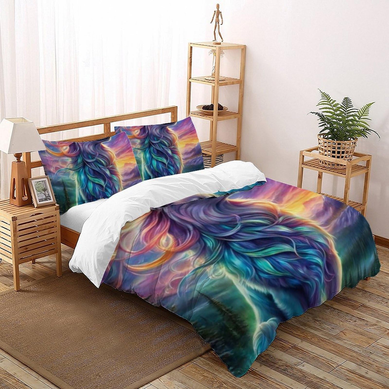 Housse de couette loup ado garçon pour décorer une chambre lit double 200x200
