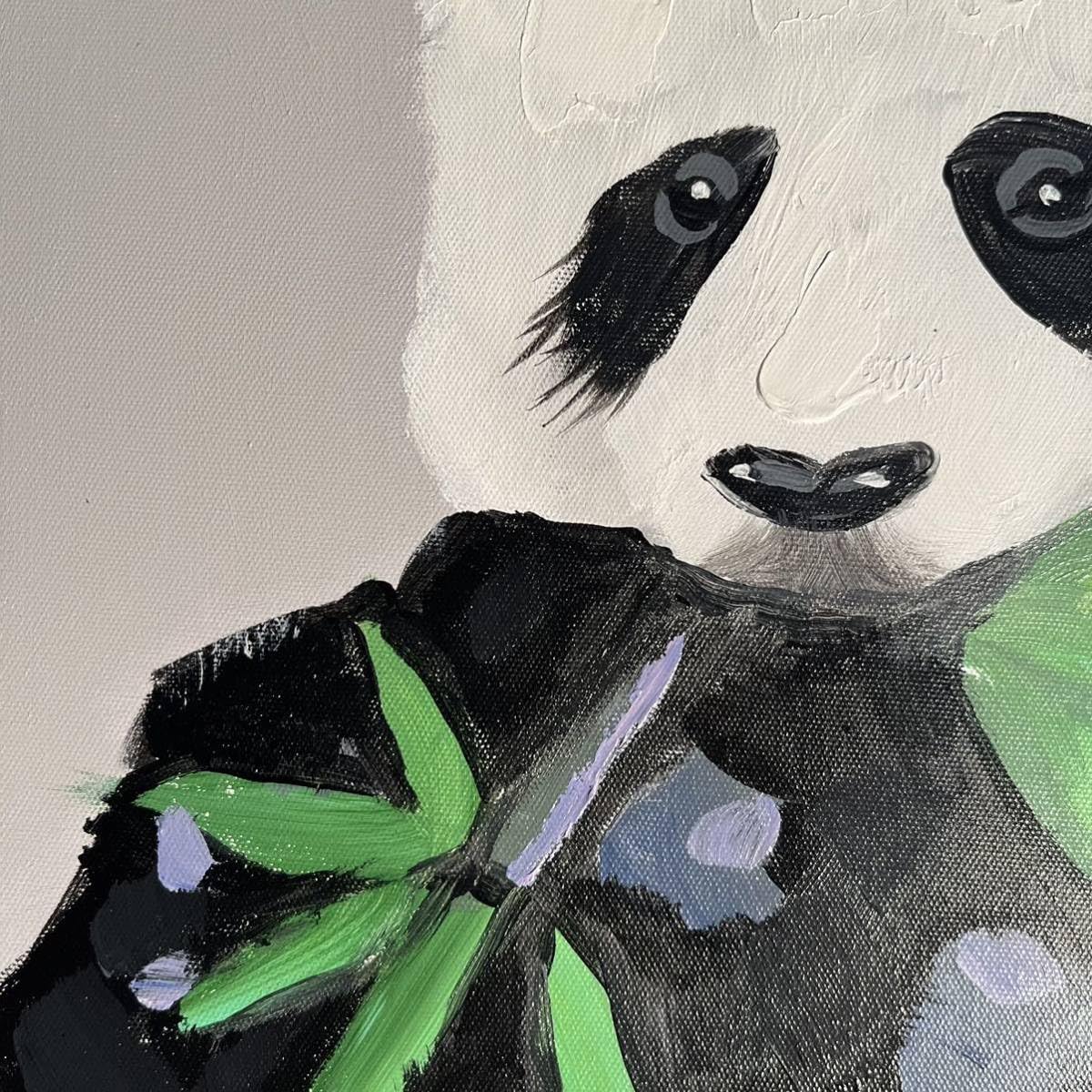 手書き油絵 パンダさん 額付 絵画 インテリア 油彩画 手書き油絵 パンダさん 額付 絵画 インテリア 油彩画