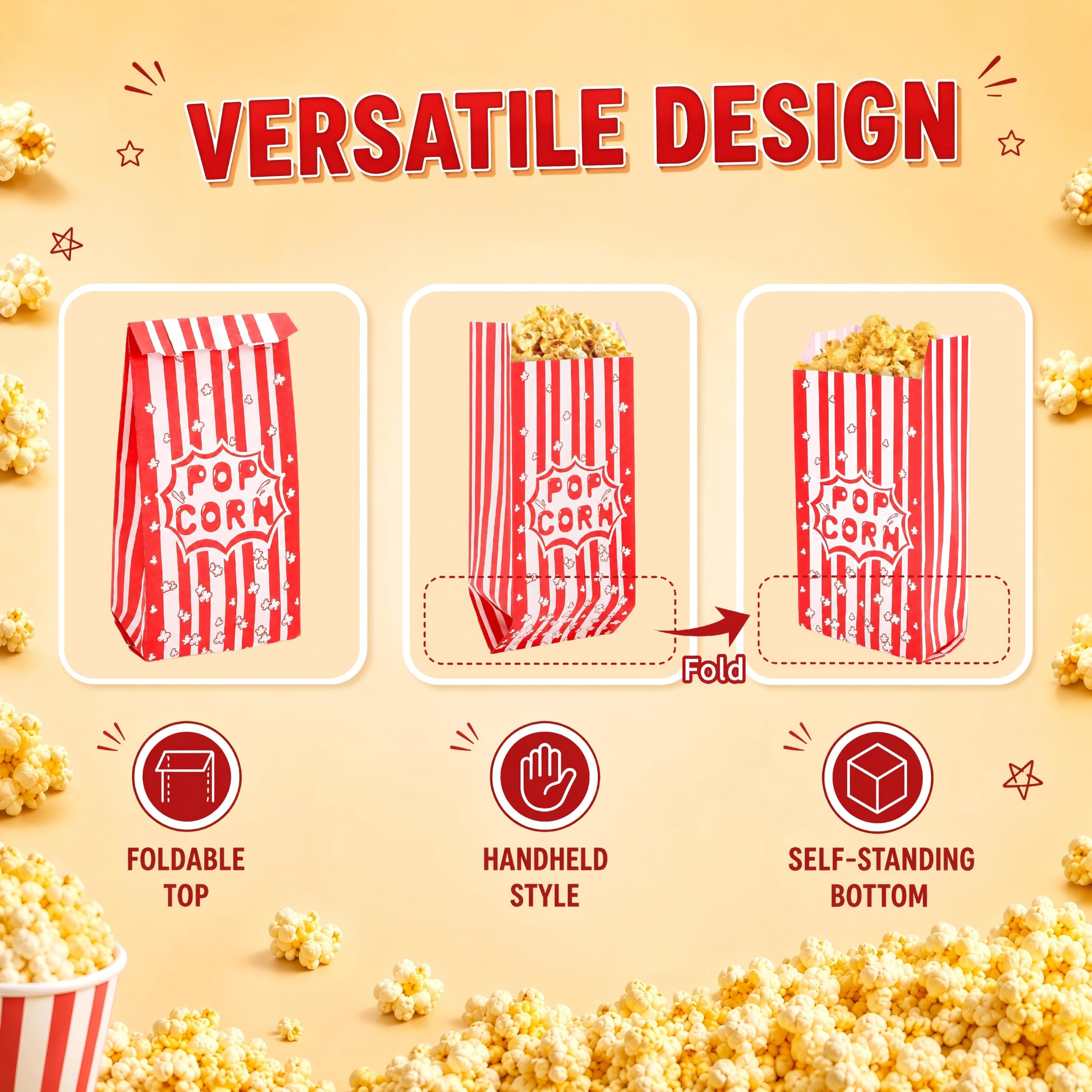 400 Stück kleine Popcorn-Tüten, 28 ml, Papier-Popcorn-Tüten für Popcorn-Maschine, fettdichte Popcorn-Behälter, Becher für individuelle Portionen, Party, Filmabend