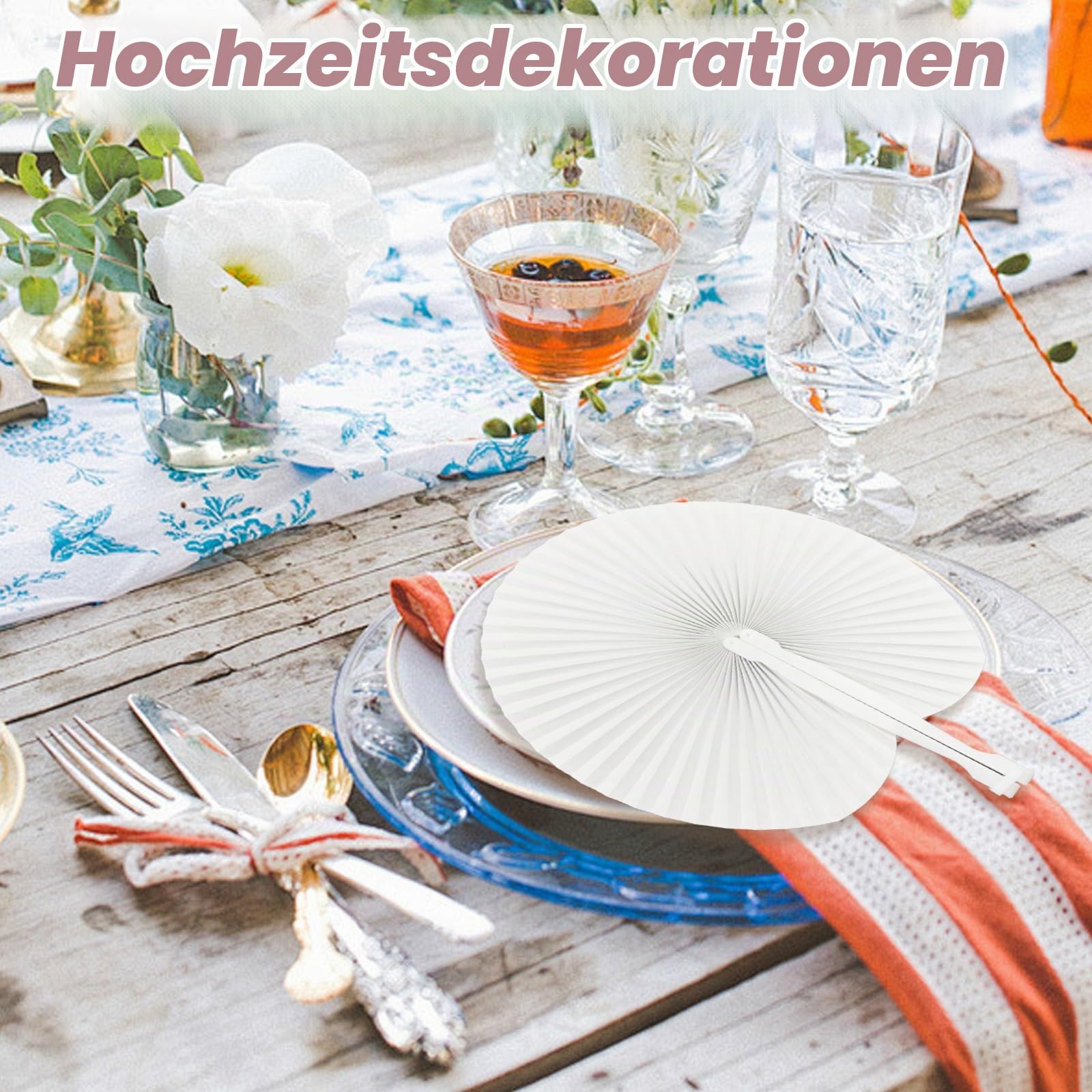 40pcs Runde Handfächer hochzeit, hochzeit fächer, fächer hochzeit gäste, Hochzeit Gefälligkeiten, Papier Fans, Hochzeit Fans für Gäste, Hochzeitsdeko, Hen Party Tasche Füller weiß