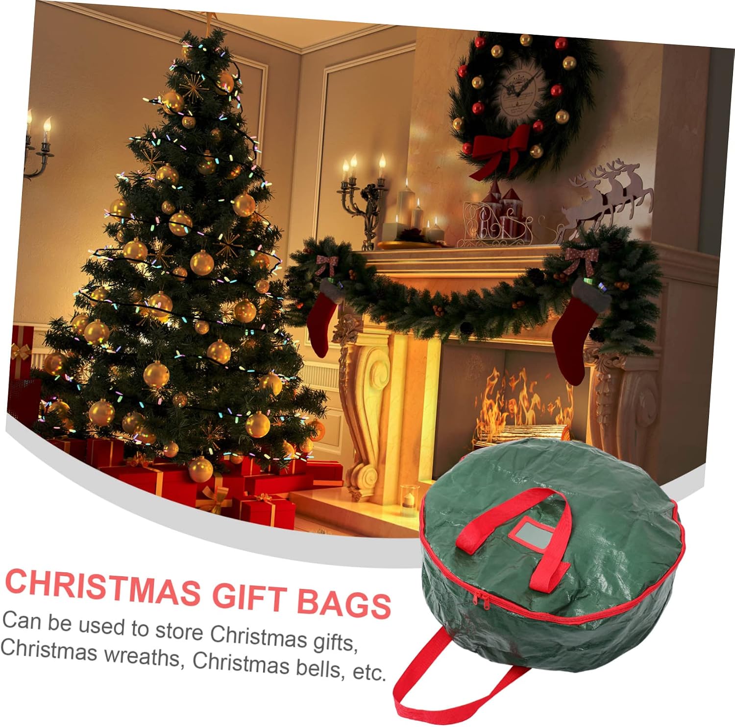 1pc Christmas Wreath Storage Bag Round Container for Holiday Decorations Pe Material for Wreaths and Ornaments Easy to Carry
