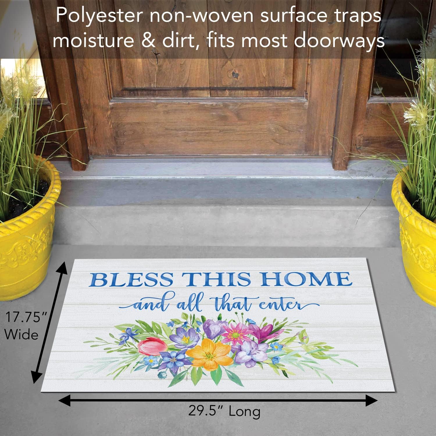Counterart All Who Enter Spring Indoor/Outdoor Entryway Floor Mat Manufactured in The USA Low Profile, Protective Non-Skid Rubber Backing, Easy to Clean 29.5" by 17.75"
