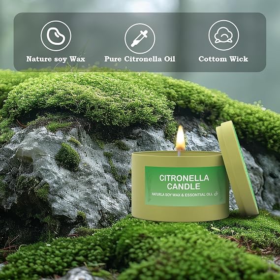 Citronella Candles Outdoor, 2-Pack Natural Citronella Scented Candles for Outside Patio, Garden&Camping, Summer Gifts for Indoor Home Fresh and Cool Aromatherapy Candles