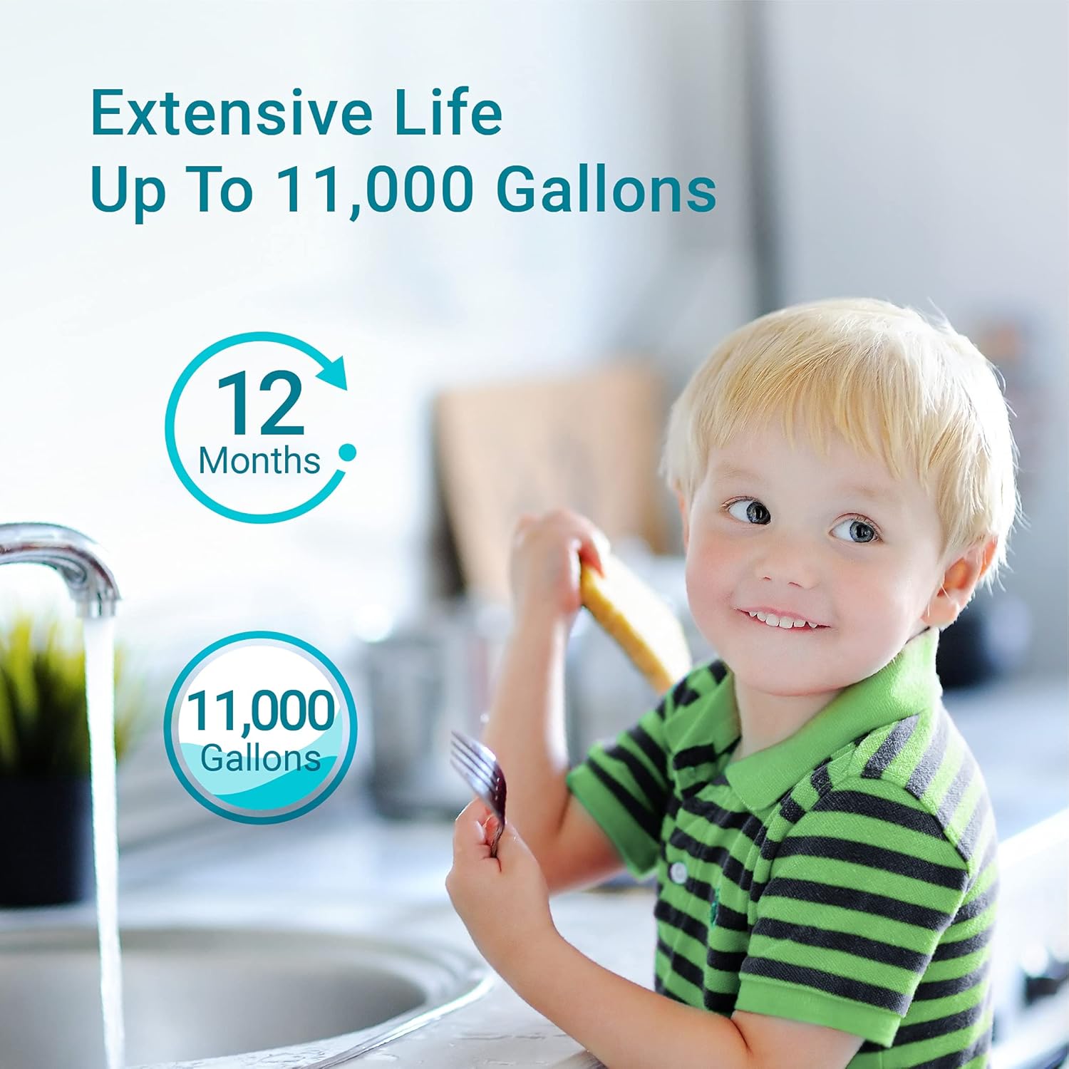 AQUA CREST RF10 Water Filter Replacement for Waterdrop 10UA/10UB Under Sink Water Filter System, 1 Year, NSF/ANSI 42 Certified, Reduces Chlorine, Bad Taste & Odor