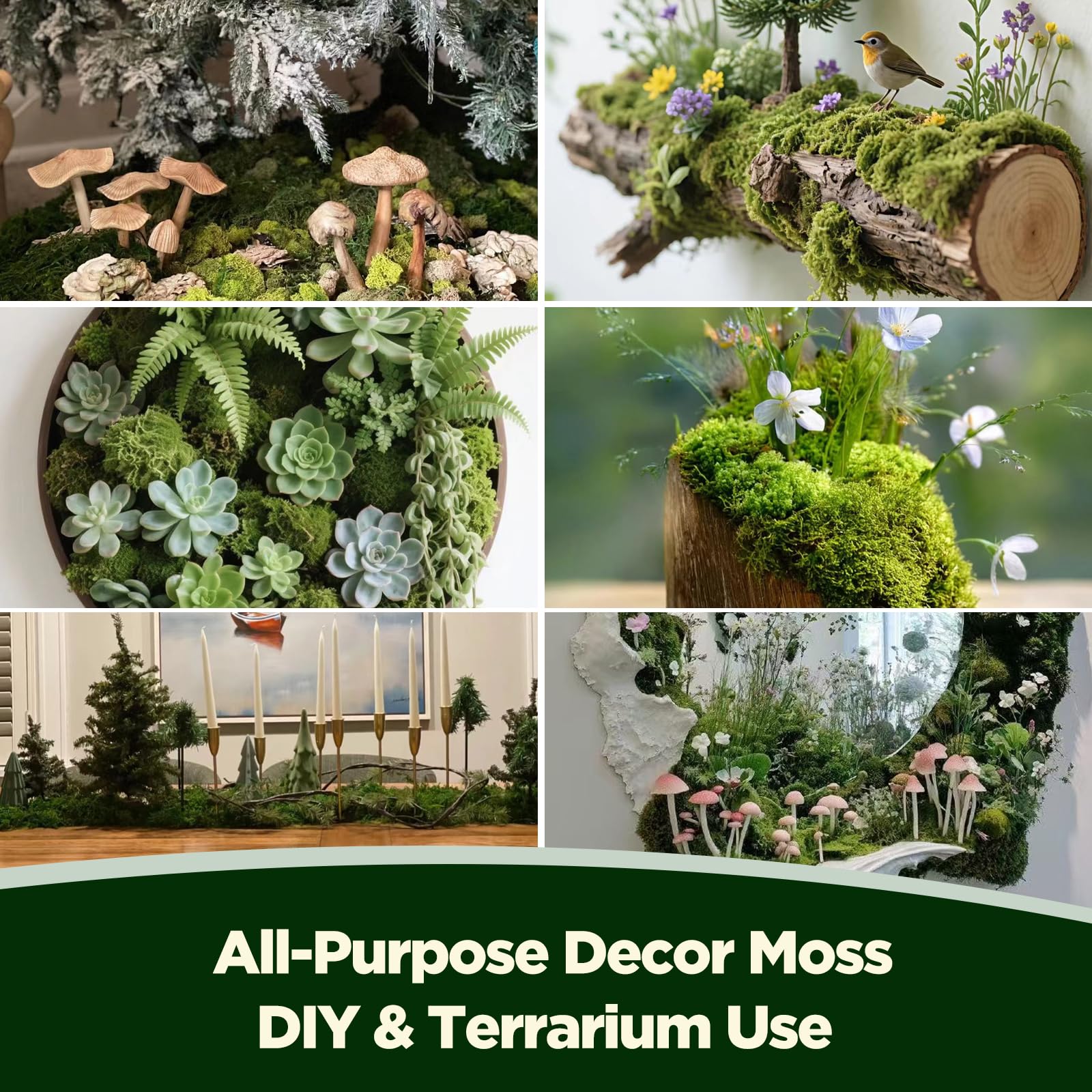 Muschio finto artificiale di alta qualità per piante finte, terrari e artigianato, decorazione verde naturale per piante in vaso, centrotavola, paesaggi forestali, giardini in miniatura e decorazioni
