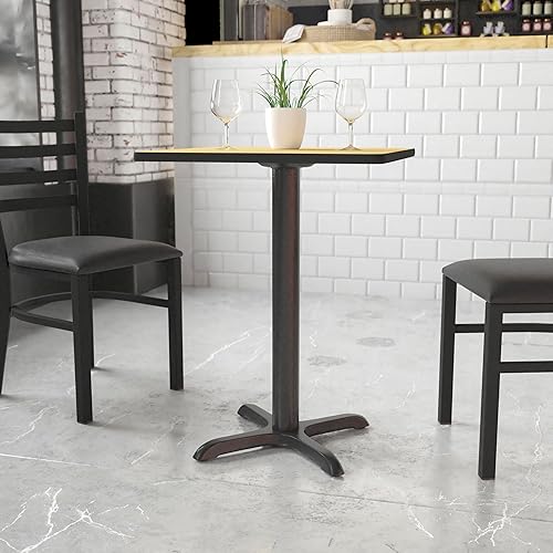 Miniatura 2 de Flash Furniture Beverly - Mesa de restaurante de 22 x 22 pulgadas, base en X con 3 pulgadas de diámetro. Columna de altura de mesa Negro