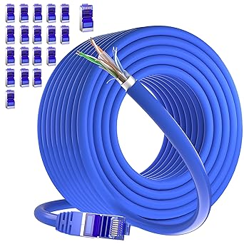 Ethernet Cable 400ft, Cat 6 Cable Outdoor &Indoor FTP Shielded Ethernet Cable, 23AWG Bulk Network Cable, Direct Burial Grounded UV Resistant/Waterproof Ethernet Cable, 20 RJ45 Connectors, for Router