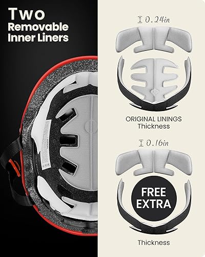 Miniatura 3 de OutdoorMaster - Casco de patineta o bicicleta, con dos forros extraíbles y ventilación, para varios deportes, patinaje, patinaje en línea, para