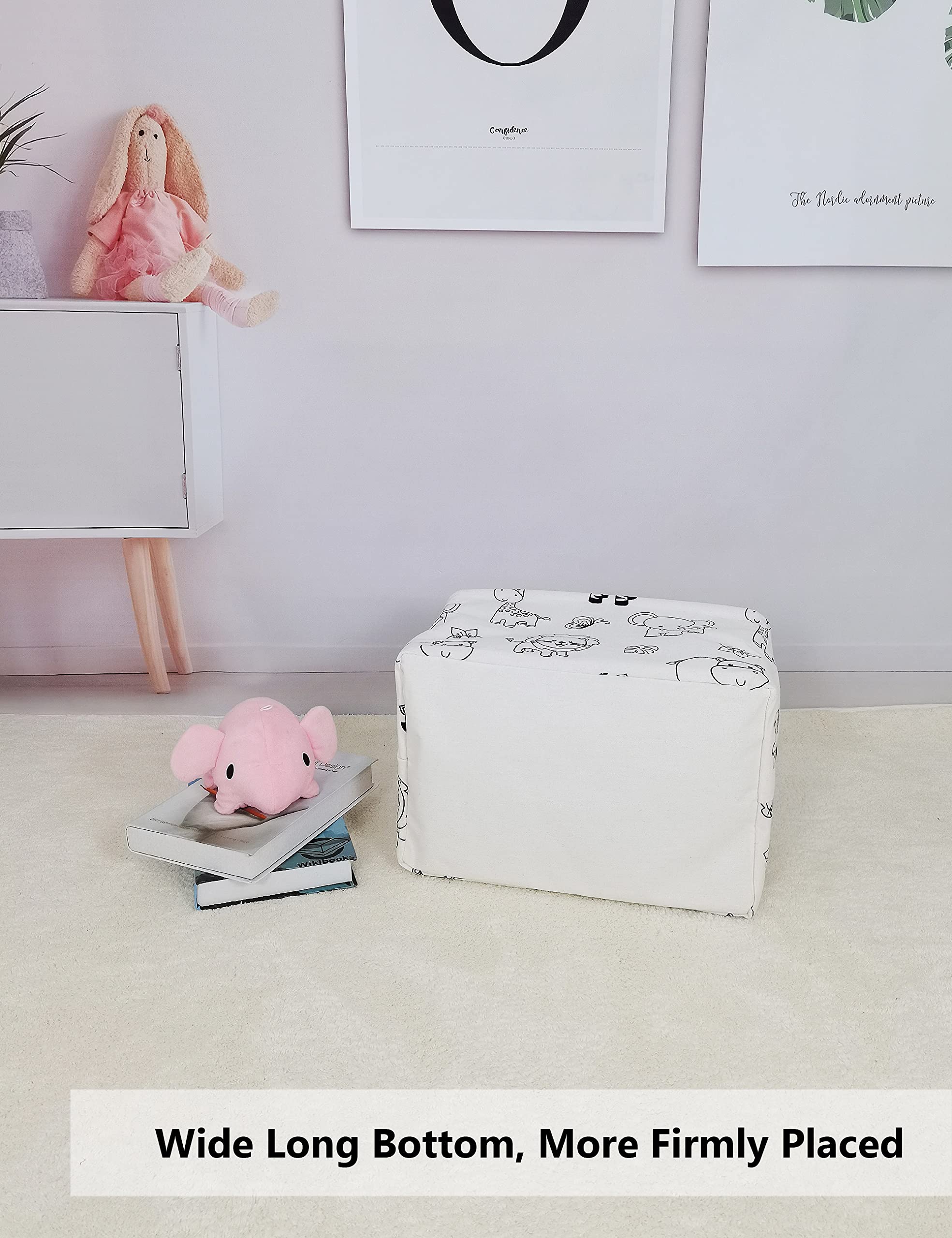 QUEENLALA Rectangular Laundry Hamper/Foldable Nursery Laundry Basket for Organizing/Storage Bin Baskets/Children Toy Office Bedroom/Toy Bin Closet Shelf Baskets(Rec-Zoo) - Image 4