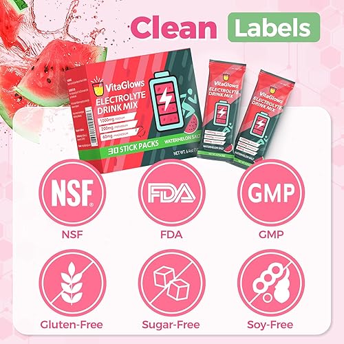 Miniatura 5 de Mezcla de bebida en polvo con electrolitos, sal de sandía sin azúcar, suplemento de hidratación para energía y recuperación, 30 porciones, sin
