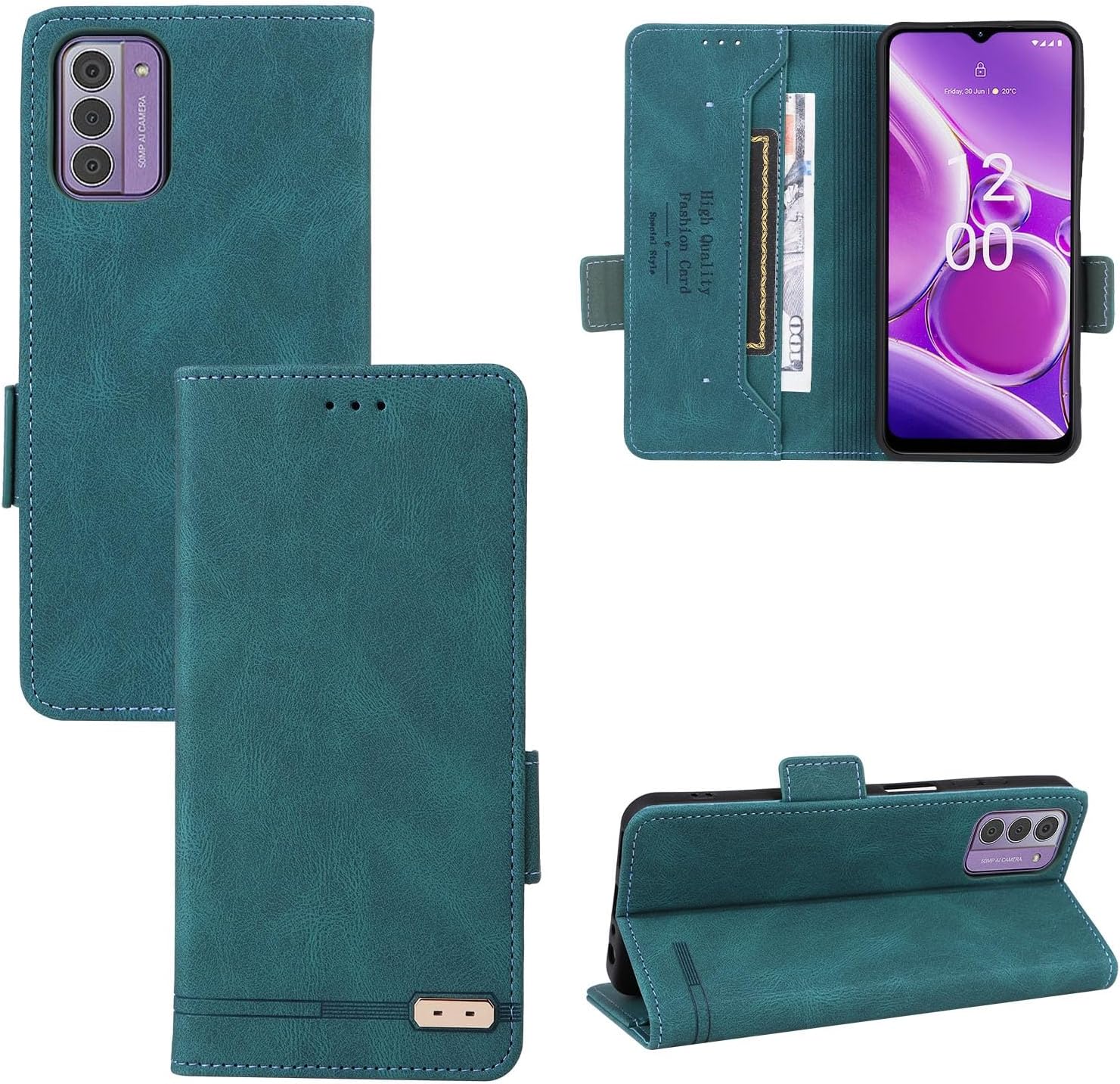 for Nokia G42 Wallet Case,PU Leather Flip Folio Case with Card Holders [Shockproof TPU Inner Shell] Phone Cover, Magnetic Closure Protection Case(Green)