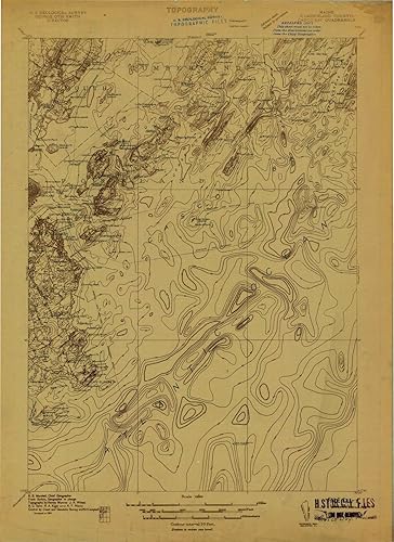 Maine Maps - 1914 Casco Bay, ME - USGS Arte histórico de pared topográfico 18.0 x 24.0in