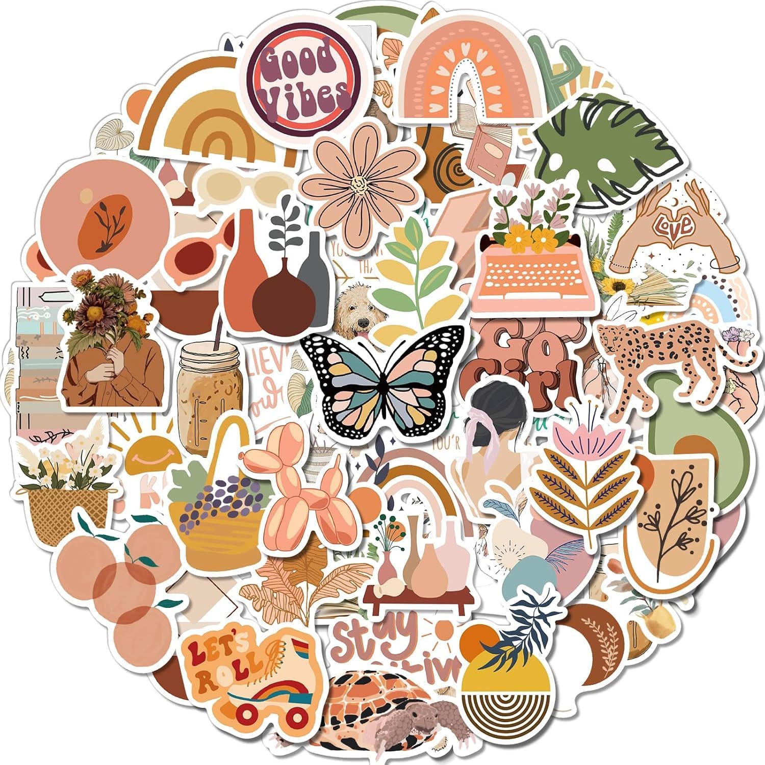 50Pcs Cute Vintage Stickers for Kids Adults, Vinyl