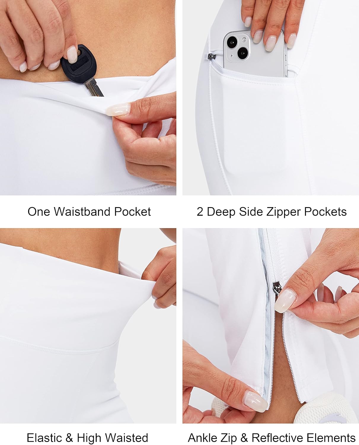 SANTINY Women's Fleece Lined Winter Leggings Water Resistant High Waisted Thermal Hiking Running Warm Pants Women Pockets(White_XXL) - Image 5