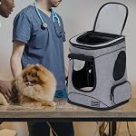 Petsfit Porte-boîte à dos pour chiens Cartable pour animaux de compagnie pour randonnée pédestre Cyclisme adapté aux petits chiens de taille moyenne Chats et lapins sous 10 Kg, Gris