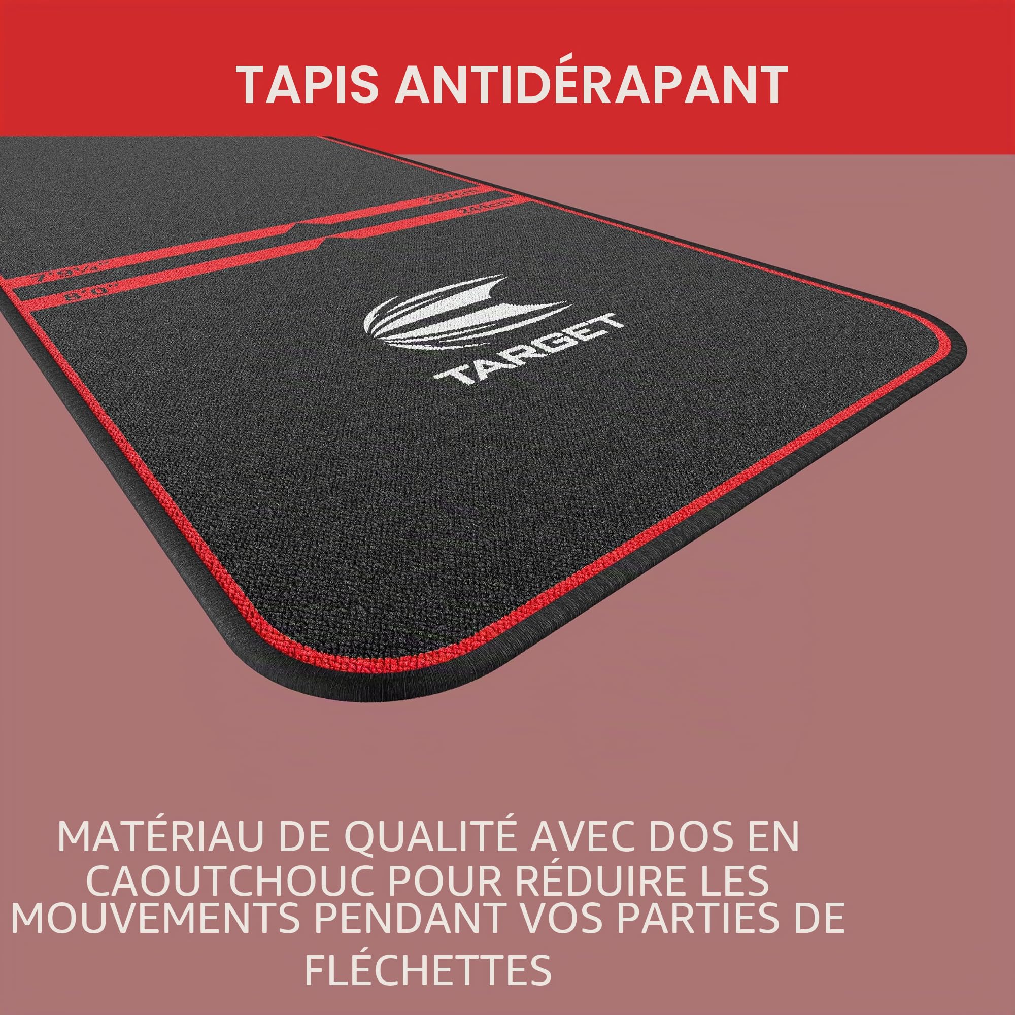 Target Darts Tapis de fléchettes – Champions du Monde/Encre/Mod | Tapis de fléchettes avec Pointe Souple et Pointe en Acier – Distances de Ligne de Jet | Tapis antidérapant pour la Protection du Sol