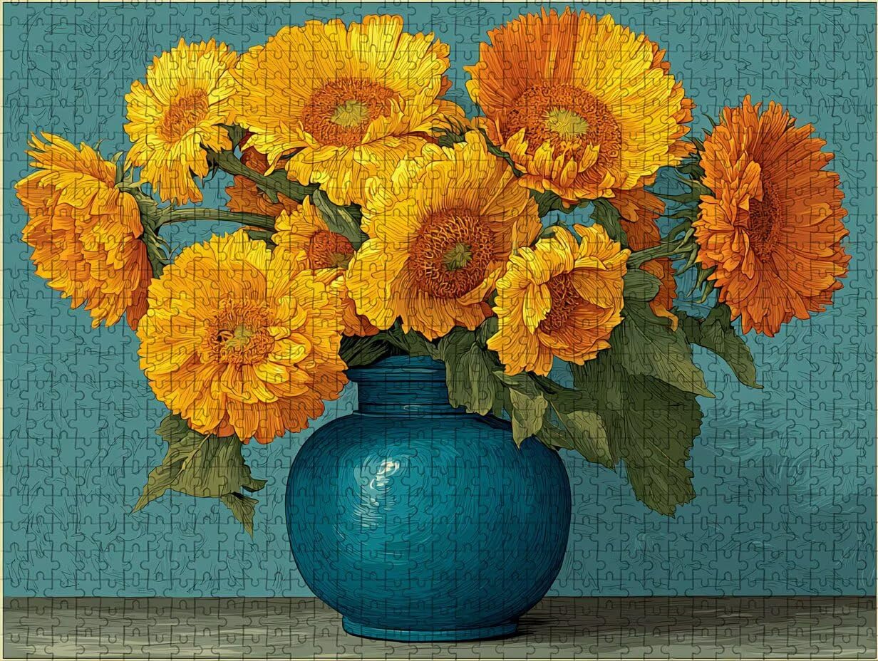 Puzzle Arte con Scatola Flower, Vaso Puzzle Legno 5000 Pezzi Adulti 156x105cm, Attività di Intrattenimento ad Alta Difficoltà, DIY Classici Gioco, Jigsaw Per Tutta La Famiglia, Estate Regalo, 0-2318