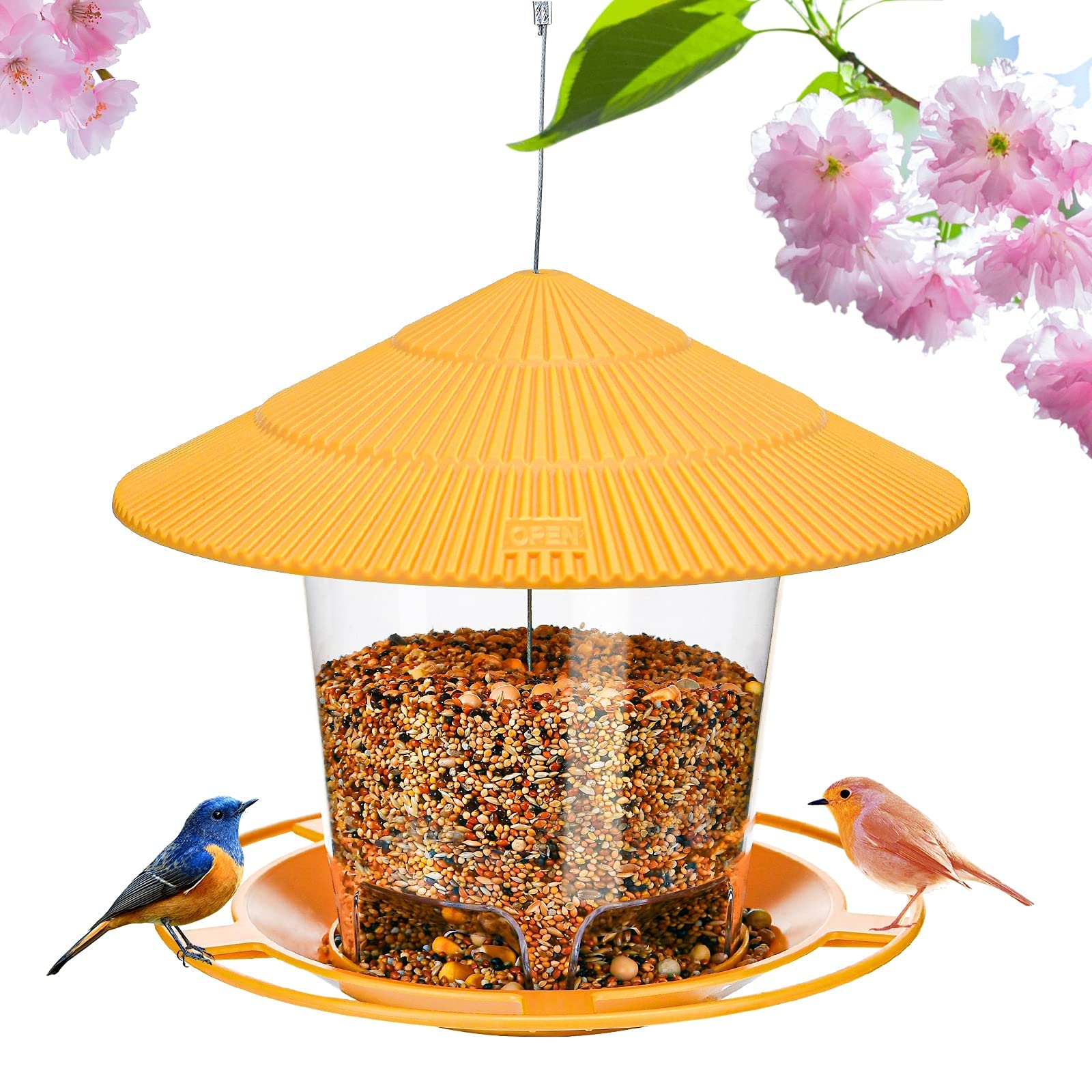 Bird Feeder Outdoor Hanging for Wild Bird Seed, Yellow