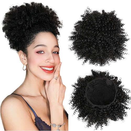 Fashion Icon Synthetic Afro Puff Drawstring Ponytail Hairpieces for Black