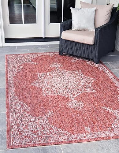 Miniatura 36 de Unique Loom Outdoor Traditional Collection - Alfombra de área, estilo antiguo (2' 7" x 10' Corredor, Gris carbón/Natural)
