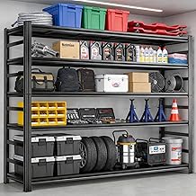 48" W Garage Shelving Heavy Duty Metal Shelves 5 Tier Adjustable Shelf Unit 3000 lbs Capacity Storage Stand Organizer for Warehouse and Basement,Black,78" H