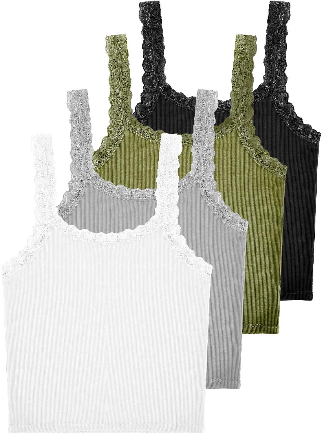 4 Pack Camisole for Women Lace Tank Tops Cami Soft Comfy Tank Cami Undershirt Lace Straps Top for Girl Women - Image 7
