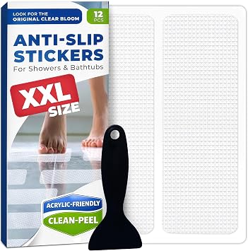 XXL Anti Slip Shower Stickers 12 PCS, Non-Slip Bath Tub Strips, White