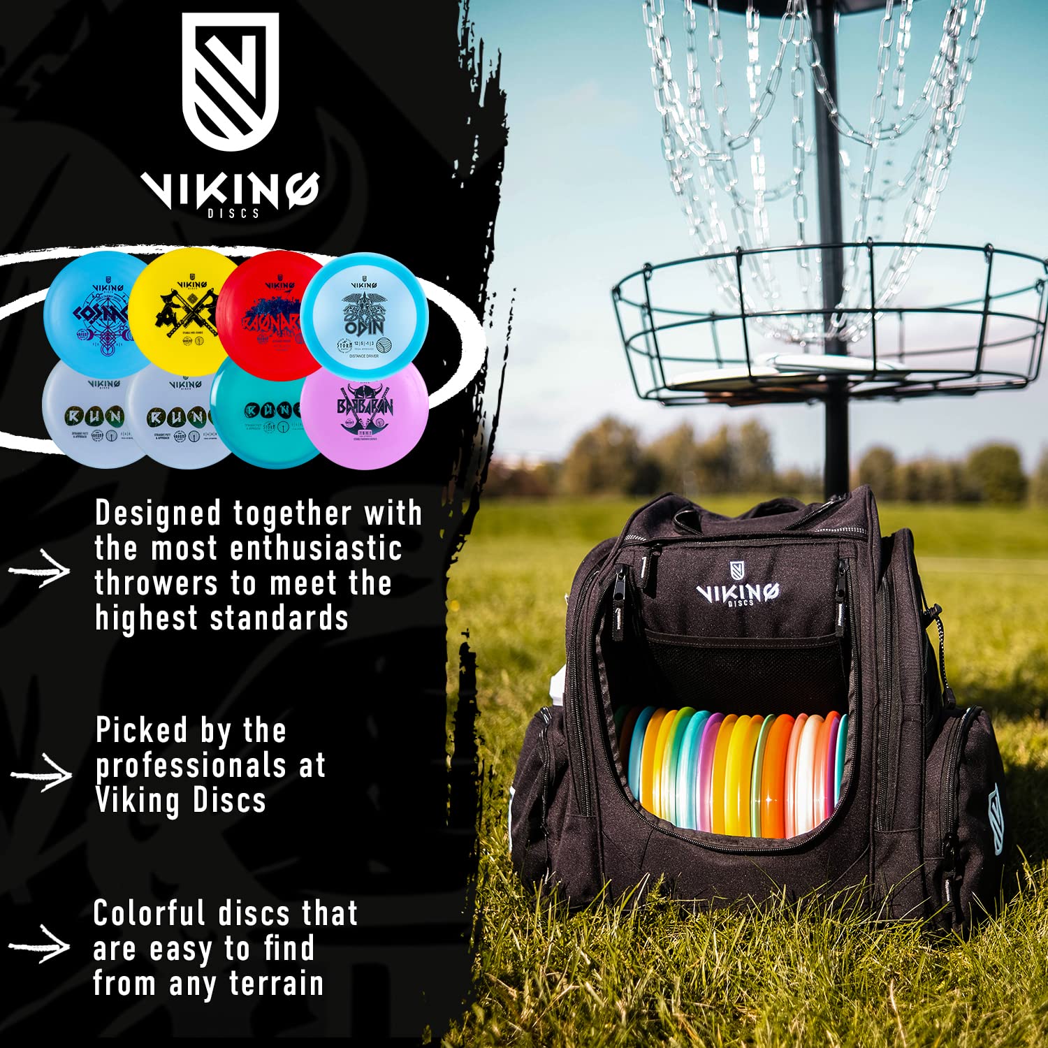 Viking Discs Starter Disc Golf Set – 8 Scheiben für Jede Entfernung, PDGA zugelassen – Disc Golf Ausrüstung für Erwachsene – Putter, Mid-Range, Fairway & Distance Driver