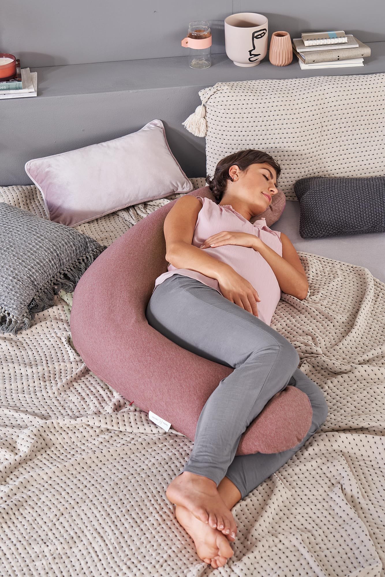 Das Original Theraline Stillkissen | 190 cm | Mikroperlen Füllung | inklusive Bezug Indie Dots grün | Mikroperlen Füllung, inklusive Bezug