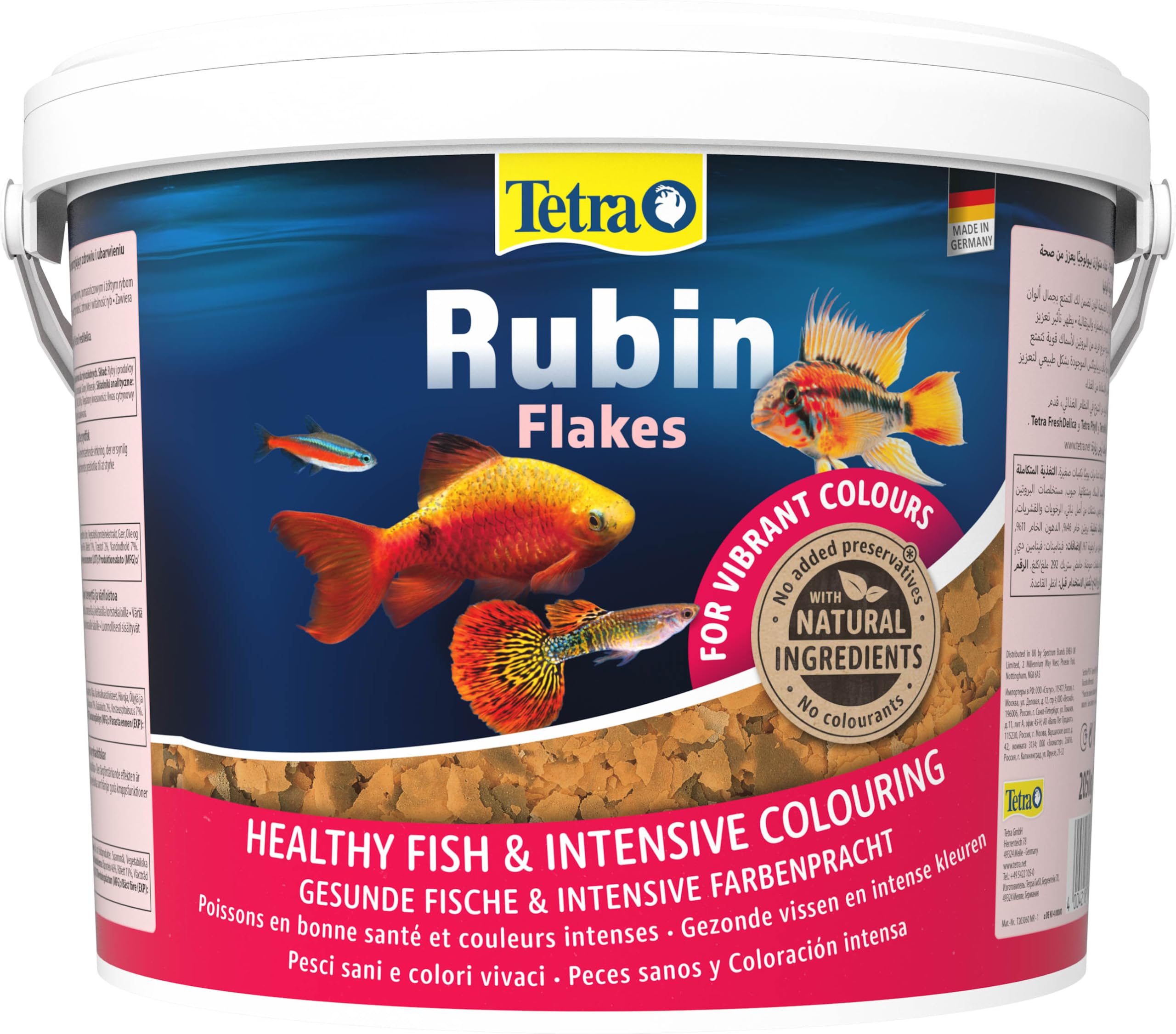 Tetra Rubin Flakes Flakes Natural Color Enhancer Scales Food Promotes Intense Fish Color Glow 10L Bucket