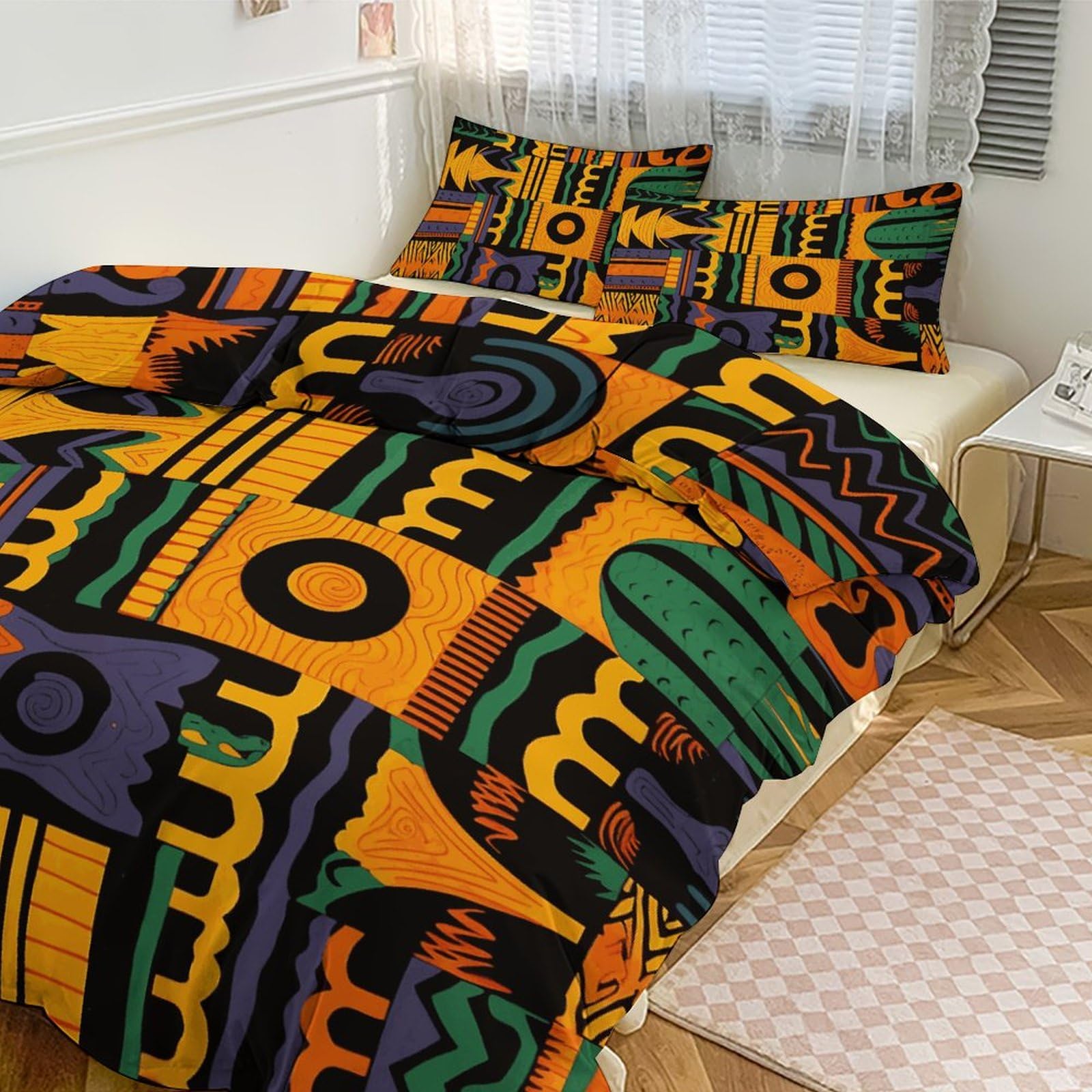 Parure de lit épaisse avec couvre-lit motif ethnique africain