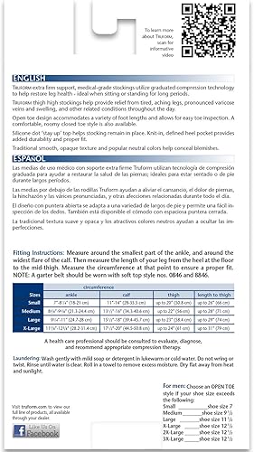 Miniatura 7 de Truform Medias de compresión 20-30 mmHg hasta el muslo con punta abierta, color beige