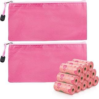 Disposal Sanitary Napkin Bags, Feminine Disposable Privacy Protection Sanitary Tampons Menstrual Liners Bag, 12 Roll Personal Disposal Hygiene Period Diapers Bag for Women with Zipper Bags (Pink)