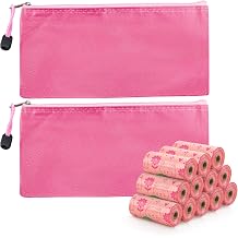 Disposal Sanitary Napkin Bags, Feminine Disposable Privacy Protection Sanitary Tampons Menstrual Liners Bag, 12 Roll Personal Disposal Hygiene Period Diapers Bag for Women with Zipper Bags Pink