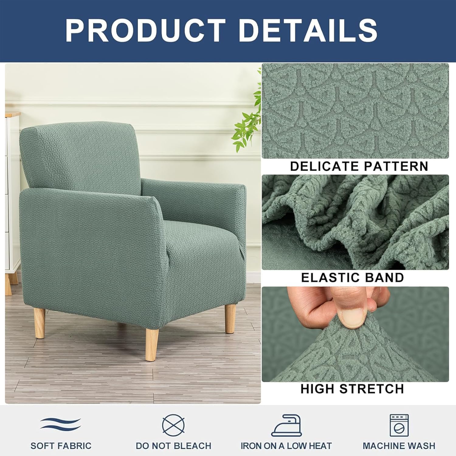 Banquet Armchair Slipcover Stretch Jacquard Chair Covers 1-Piece Armchair Sofa Covers Soft Arm Chair Cover Removable Washable Single Couch Covers Furniture Protector for Living Room - Set of 2