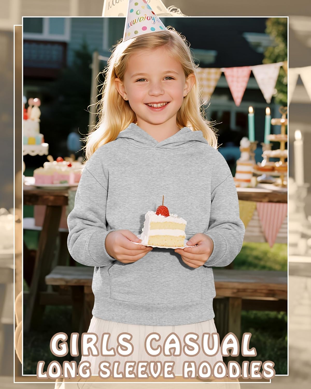 Toddlers' and Girl's Hoodies Lightweight Oversized Long Sleeve Hooded Sweatshirt Casual Pullover Tops with Pockets - Image 2