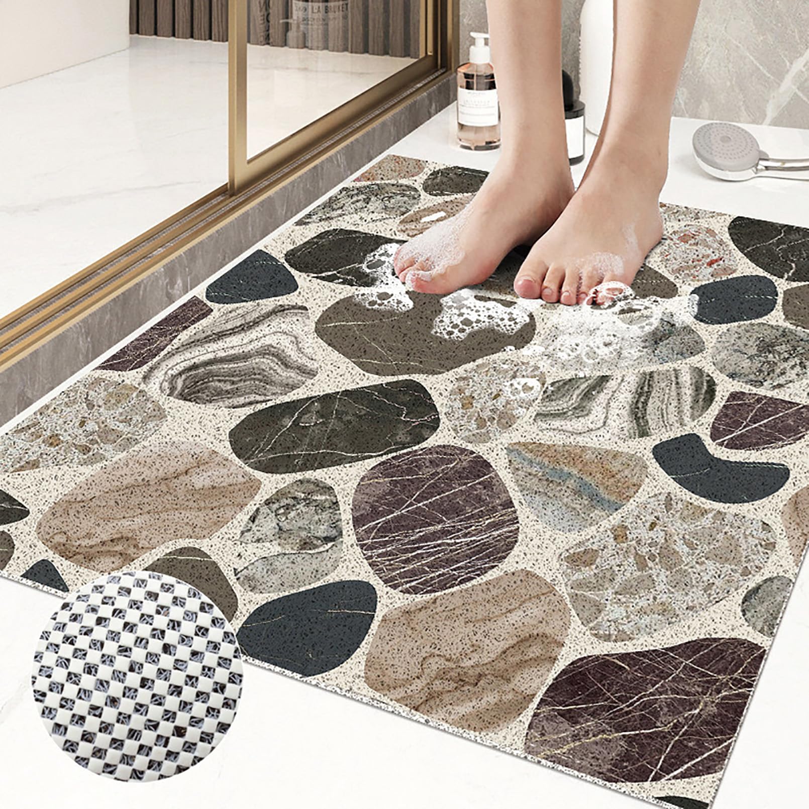 Tapis de douche antidérapant avec drainage rapide et haute perméabilité à l'eau