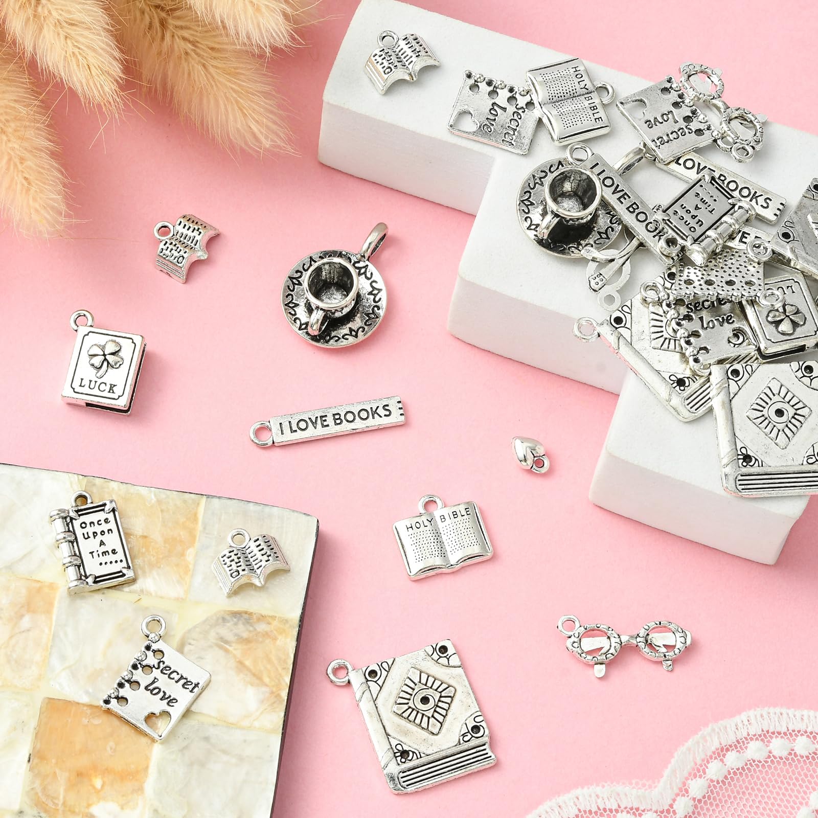 WANM Decorazioni Pendente 30 Stück Love 15X13Mm Armband Charms Ciondolo