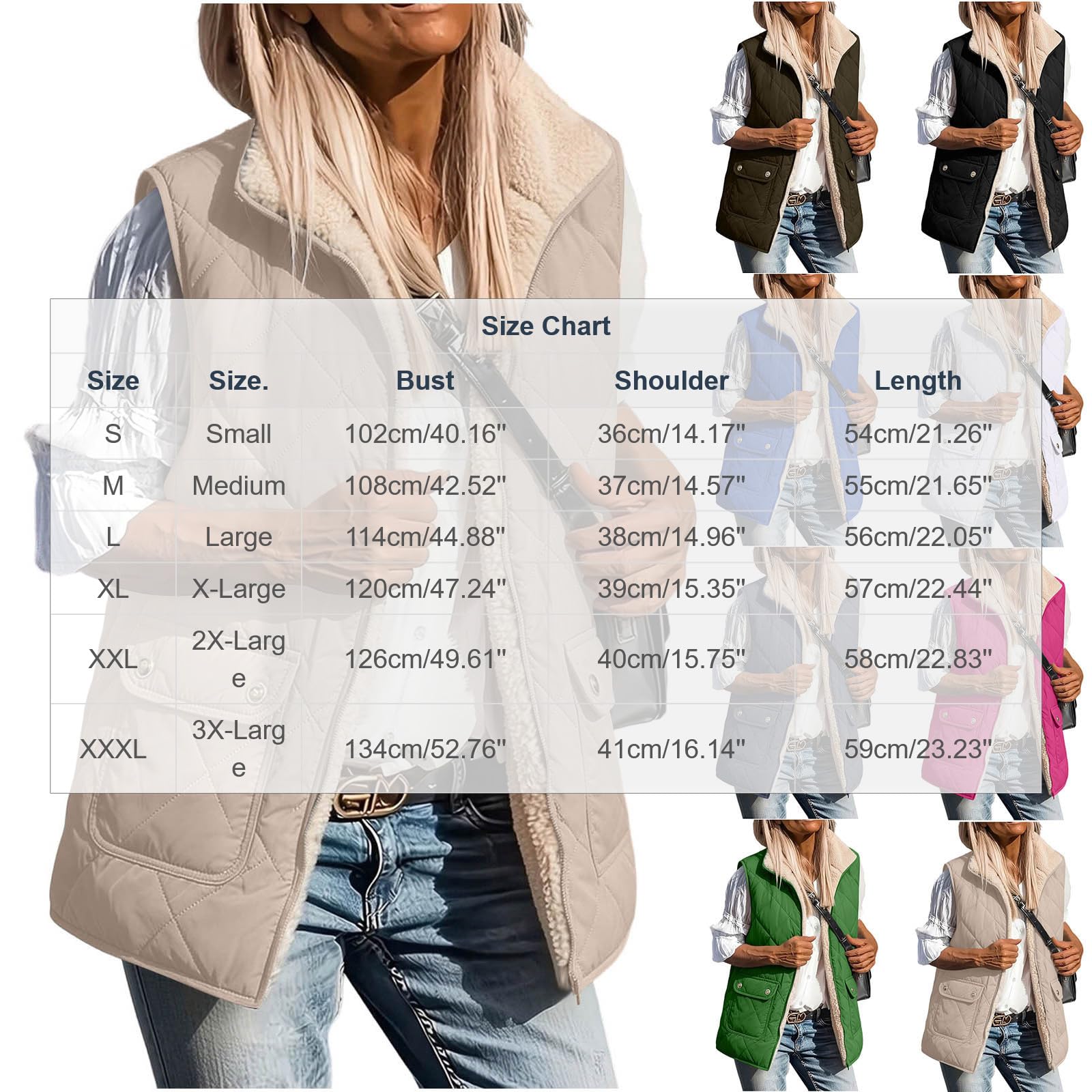 Capispalla casual da donna con colletto alla coreana, gilet trapuntato