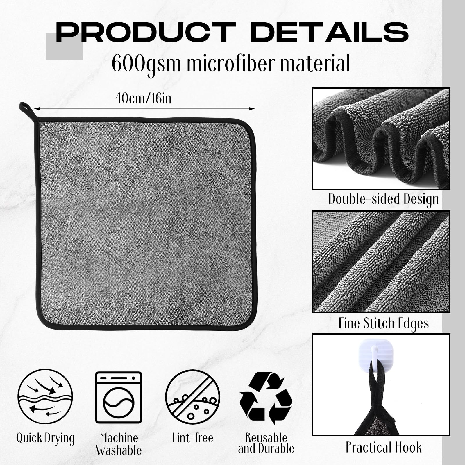 Peryiter 6 Pack Bath Wipes Shower Cleaning Cloths 16x16 Inch Car Drying Towels Absorbent Microfiber Shower Towel Drying Cleaning Cloths for Window Car Glass Shiny Surface