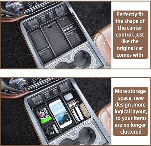Miniatura 8 de EDBETOS Organizador de consola compatible con Chevy Silverado/GMC Sierra 1500 2014-2018 y Silverado/Sierra 2500HD/3500HD 2015-2019 Bandeja de