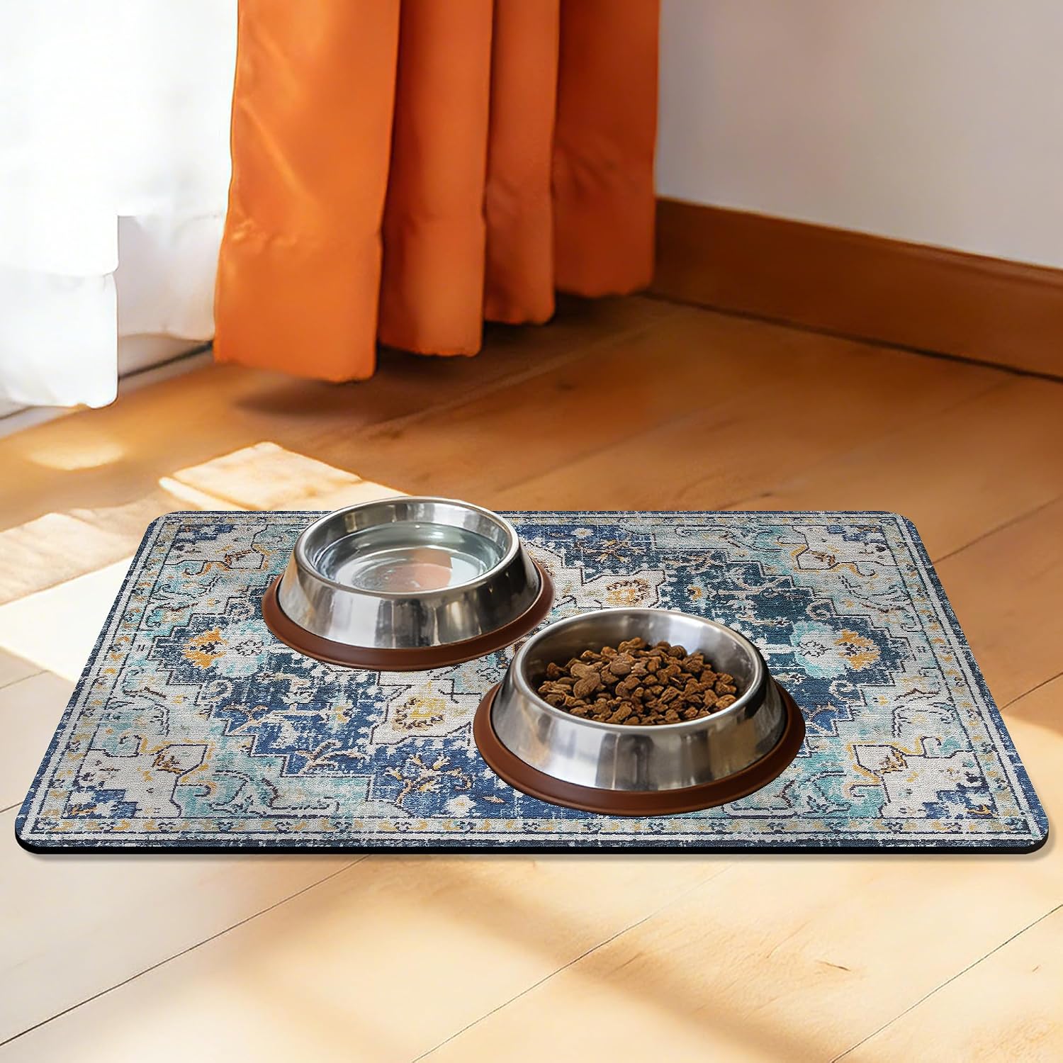 Cat Food Mat Pet Feeding Mats Dog Bowls Mat Cat Water Mat 12x20 Inch Boho5
