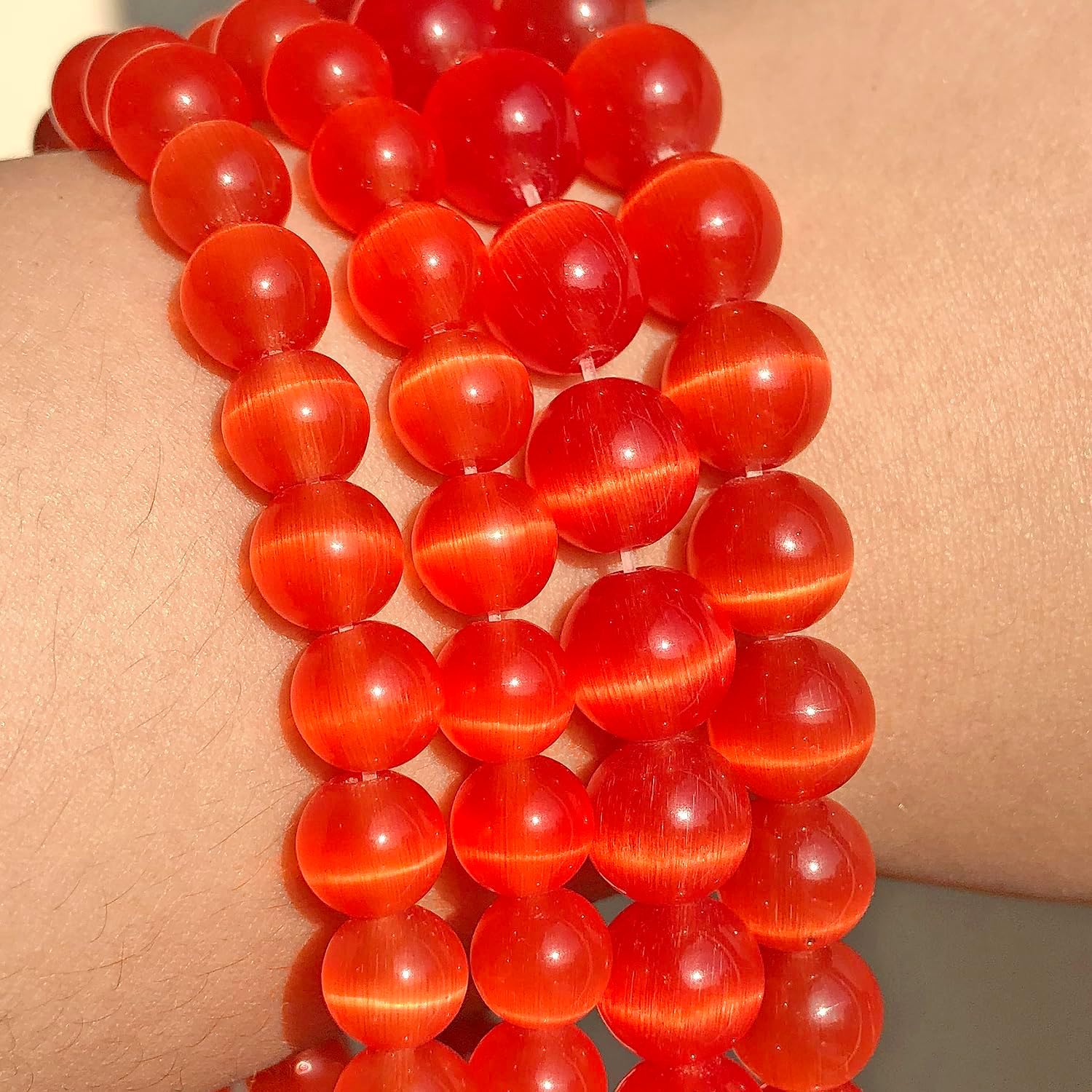 12mm 32Pcs Red Cat Eye Stone Beads for Jewelry Making, Round Gemstone Beads for Bracelets Necklaces Earrings, Ideal as DIY Gifts to Family Friends on Birthdays or Christmas image 4