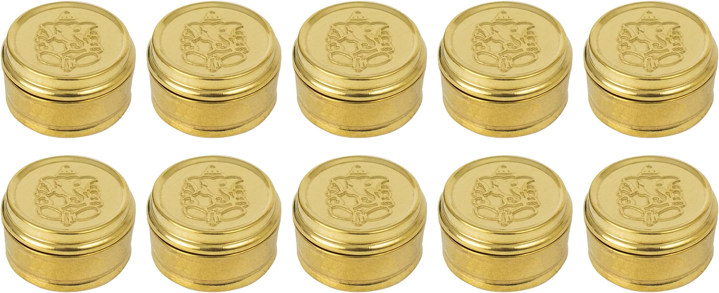 Spillbox Brass Box Pooja | Puja | Roli | Chawal | Chandan | Haldi | Kumkum Puja Box | Sindoor | Turmeric | Dabbi | Dibbi | Dhani | Dani Lid Holder -Small Dabbi pack of 10