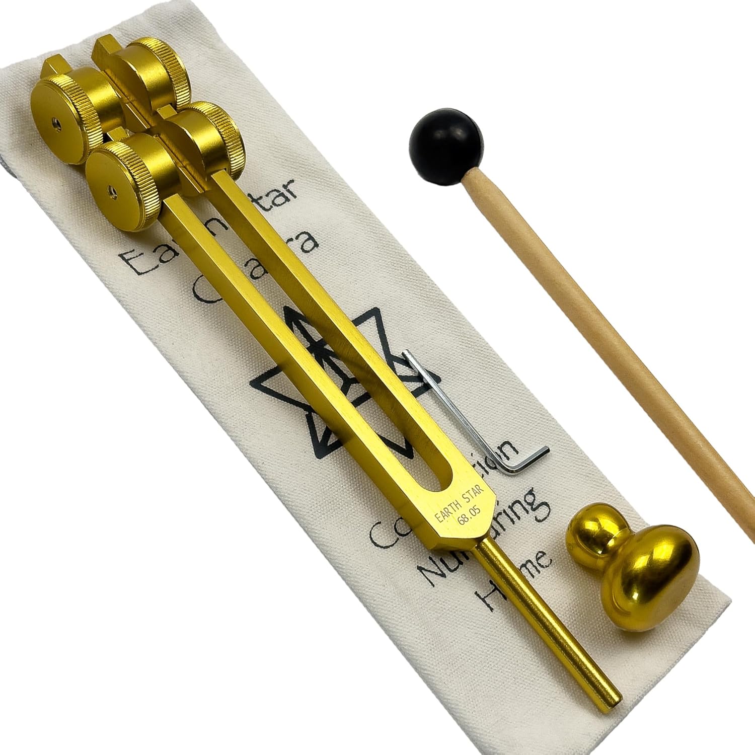 Earth Star 68.05 Hz (9th) Tuning Fork with Attenuator - Sound Healing and Biofield Harmonization - Vibration Therapy Tools - Weighted Boot | Gold