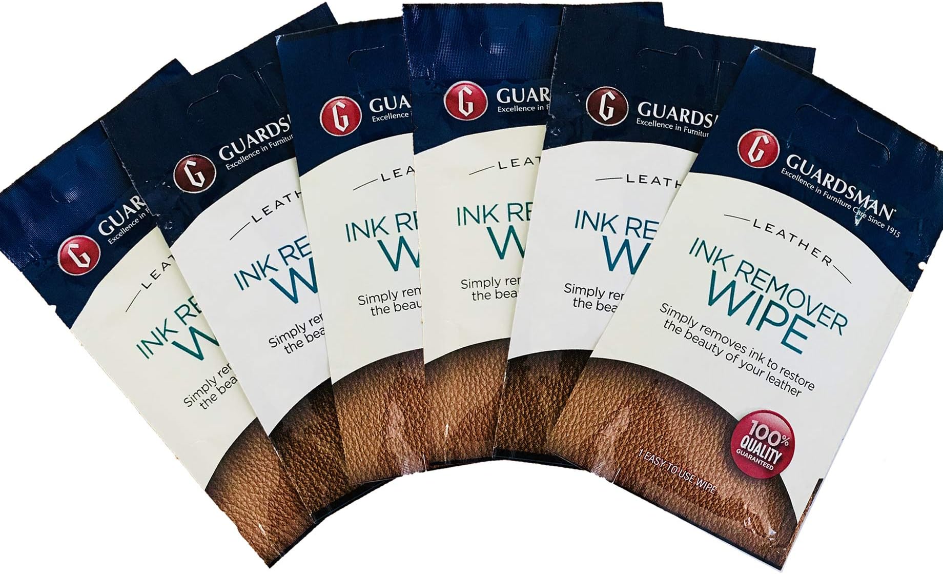 Guardsman Leather Ink Stain Remover Wipes - Pack of 6 | Ink Stain Remover from Leather - Clean Ink Stain from Leather & Vinyl to Restore the Beauty of Leather (Packaging May Vary)