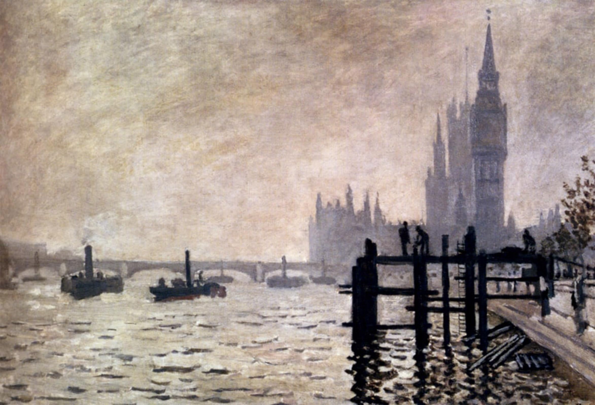 SERENDIPITP Vintage Picture Print on Canvas Wall Art Poster the Thames and the Houses of Parliament by Claude Monet Artwork Print Poster for Wall Decor 60x90cm