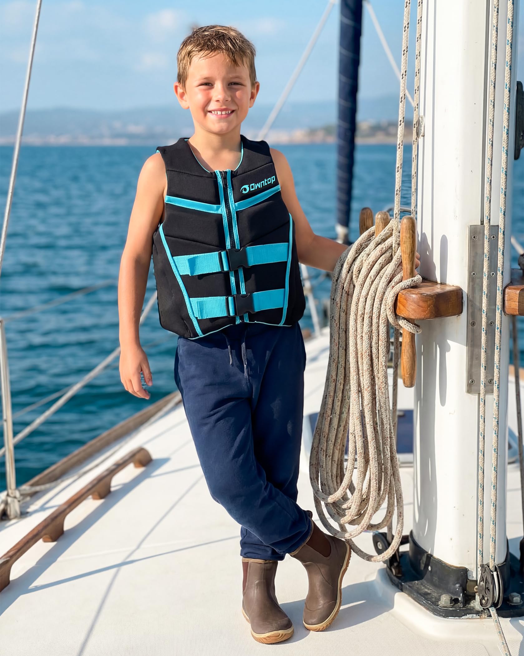 Owntop Aides à la Flottabilité pour Adolescents et Enfants, Veste de Natation Réglable Unisexe, Gilet de Natation avec Boucles de sécurité pour Paddleboarding Kayak Pêche Voile