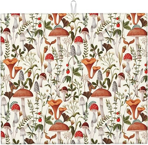 Miniatura 28 de Tapete de secado de platos de microfibra retro atómica de mediados de siglo para encimera de cocina, 18 x 24 pulgadas, color amarillo, tapete Atomic