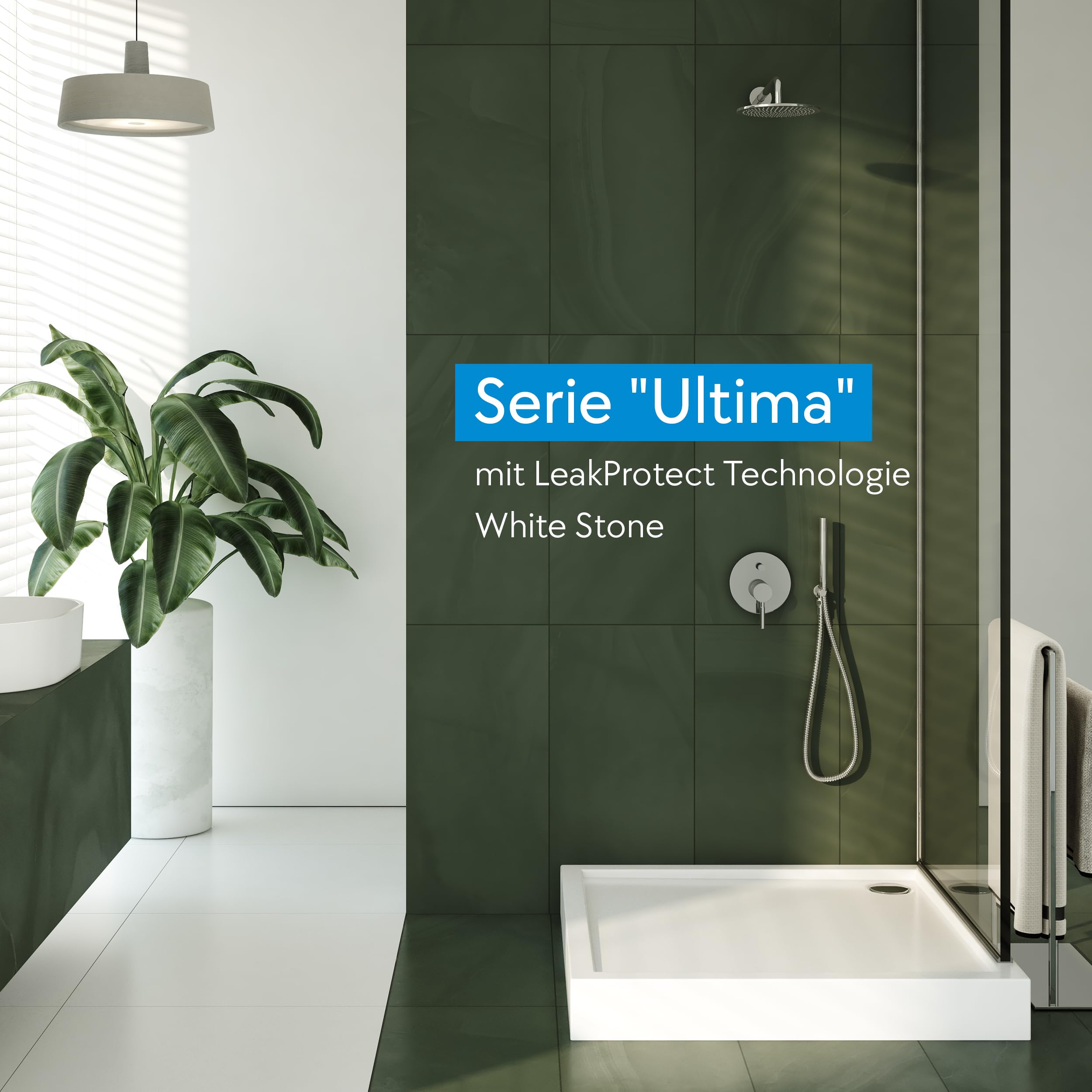 AQUABAD Duschwanne/Duschtasse | Ultima mit LeakProtect Technologie Smooth White 90x90cm Quadrat